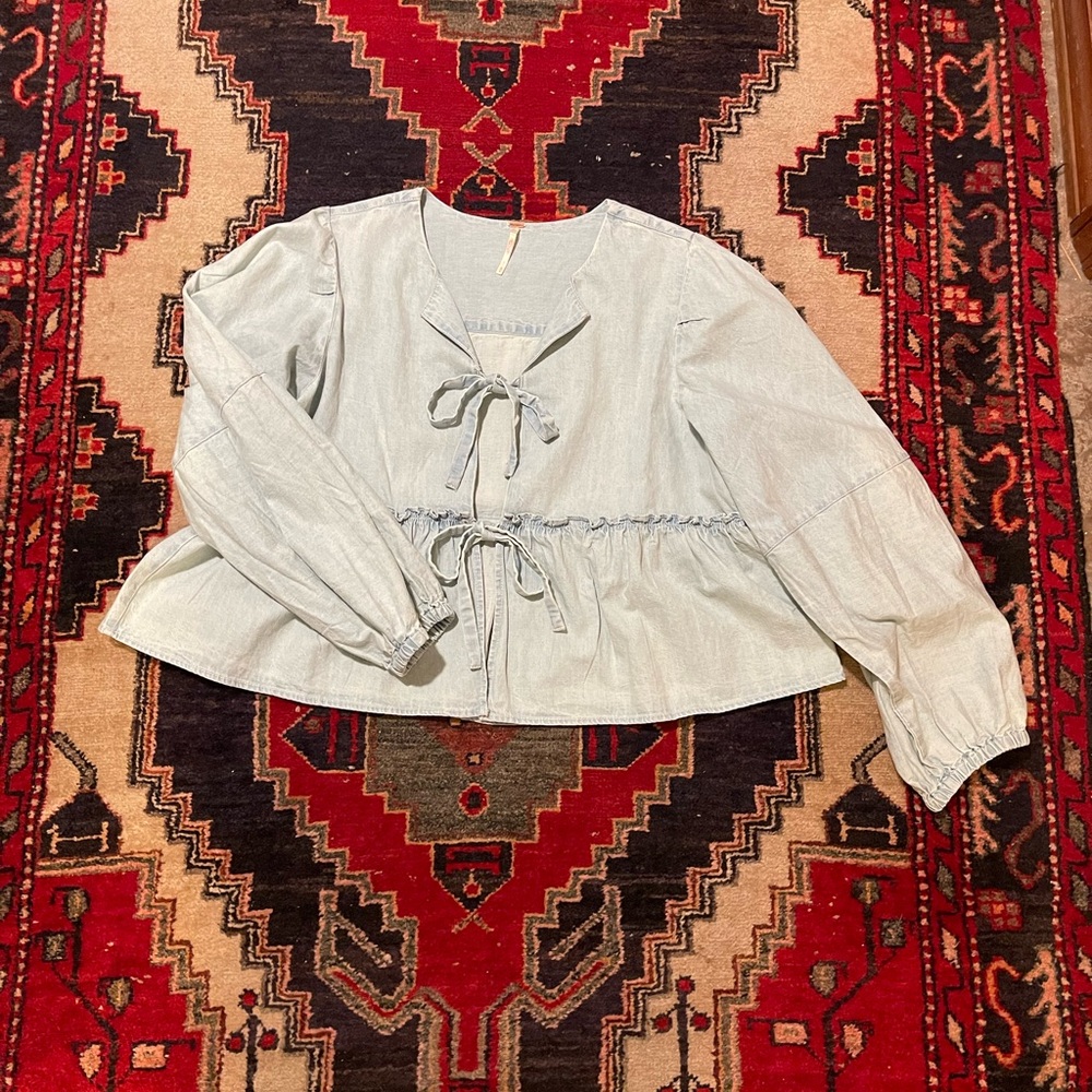 Free People Brunch Babe top in Denim